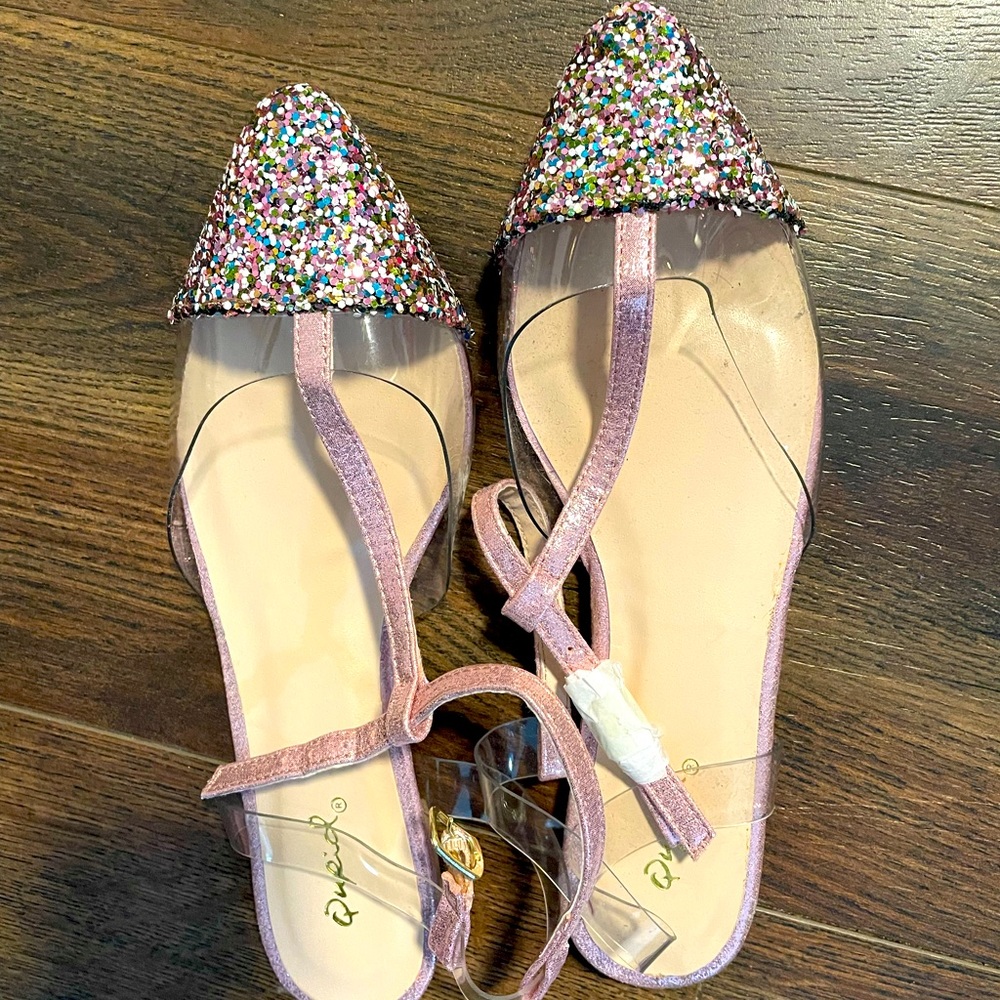 5/25$ Sparkle flats, never worn